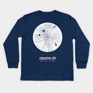 Oklahoma, USA City Map - Full Moon Kids Long Sleeve T-Shirt